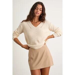 NWT Lulu's Halifax Cream Knit Sweater Size M